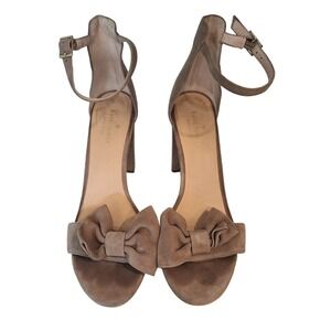 Kate Spade Tan suede bow accents heel sandals size 8M
